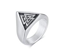 NHYHEHMR Triangle Viking Signet Anello per uomini Acciaio inossidabile Anelli Vichinghi Valknut Vichingo