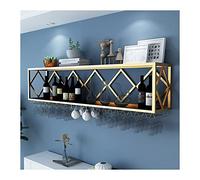 NHYHEHMR Unità a barre a parete galleggiante unità bar con mobile invertito in vetro invertito porta bottiglia da vino in ferro multifunzionale e porta caldicestro appeso bianco (150x25x40cm)