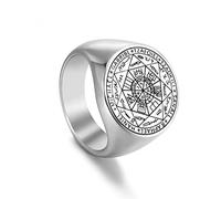 NHYHEHMR Vichingo Secret of Universe Ring Seal of Ring for Men the Seven Archangels Solomon Kabbalah Talisman Titanio Acciaio Anelli in acciaio