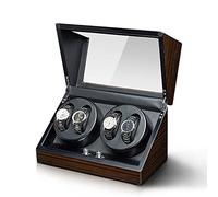 NHYHEHMR Watch Winder for 4 Automatic Watches Luxury Mechanical Watch Storage Case Wood Shell Piano Self Winding Watch Rotator Box with Quiet Mabuchi Motor Dual Power Supply (Color : E)
