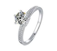 NHYHEHMR Wedding Rings for Women, Rings Women Moissanite Ring Band Half Eternity 6 Prong Round 1ct