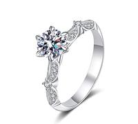 NHYHEHMR Women Engagement Ring, Womens Rings Vintage 6 Claw Round Moissanite/Cubic Zirconia Promise Ring