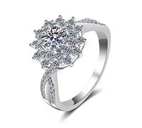 NHYHEHMR Women Wedding Rings, Women Rings Twisted Flower Round Cubic Zirconia/Moissanite Engagement Ring