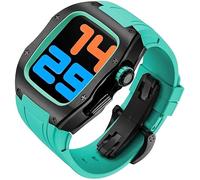 NHYHEHMR Zinc Titanium Watch Case Rubber Band,For Ultra 49mm 45mm 44mm,Rm Style Watch Case Sport Strap Mod Kit,For Iwatch Series 8/7/6/5/4/SE Replacement Accessories