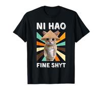 Ni Hao Fine Shyt Funny Gen Z Brain Rot Cat Meme Social Media Maglietta