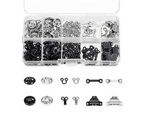 Niaciswe 100 Pezzi Cucito Accessori 50 Paia di Fermagli per Cucire Set Occhiello Bottone Automatico Ganci per Gonna Kit di Ganci da Cucito Nero Argento per Pantaloni Gonna Reggiseno
