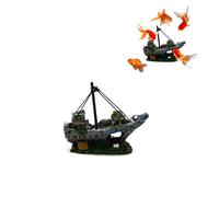 Niaciswe Decorazione del Naufragio per Acquario Decorazione di Naufragio, Naufragio Serbatoio per Pesci Nascondi Casa, Acquario Resina, Acquario Paesaggio Ornamento, Resina Ornamento Cave Fish Tank
