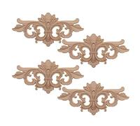 Niaciswe Fregio Legno 4 Pezzi Legno Intagliato Applique su Intarsio Fiore Intagliato Decorazione Intaglio Applique Lungo Intagliato Decalcomania Non verniciati per Decorativo Mobili Port Armadi