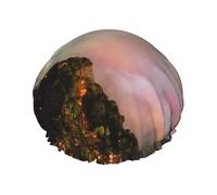 Niagara Falls Cuffia da doccia riutilizzabile con stampa cascate da donna cuffia da doccia con doppio strato elastico per capelli lunghi
