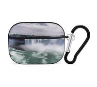 Niagara Falls - Custodia protettiva antiurto per Airpods Pro di seconda generazione, con moschettone, anti-caduta, colore nero