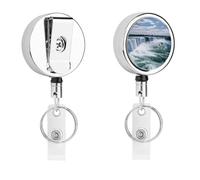 Niagara Falls - Porta badge con bobina retrattile, clip per badge in acciaio inox, resistente, per lavoro, infermieri, insegnanti e sicurezza
