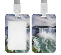 Niagara Falls - Porta badge trasparente con cordino staccabile, custodia verticale in plastica rigida per proteggere carte d'identità e carte di credito per ufficio e fabbrica