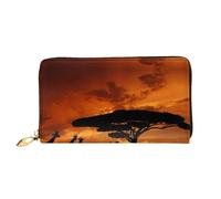 Niagara Falls - Portafoglio lungo da donna, in pelle, portatile, per carte di credito, contanti, monete, Giraffa Sotto L'Albero In Africa, One Size, Casual