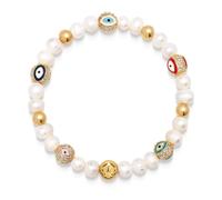 Nialaya, ,Accessories ,Donna ,Giallo ,S Women's Evil Eye Pearl Bracelet