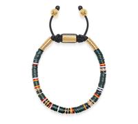 Nialaya, ,Accessories ,Uomo ,Giallo ,2XL Men's Beaded Bracelet with Dark Green and Gold Disc Beads