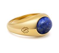 Nialaya, ,Accessories ,Uomo ,Giallo ,56 MM Gold Oval Signet Ring with Blue Lapis
