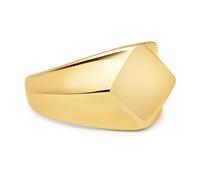 Nialaya, ,Accessories ,Uomo ,Giallo ,56 MM Men's Squared Stainless Steel Ring with Gold Plating