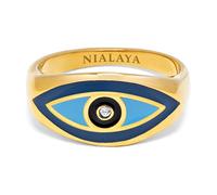 Nialaya, ,Accessories ,Uomo ,Giallo ,60 MM Men's Gold Evil Eye Ring