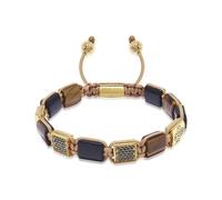Nialaya, ,Accessories ,Uomo ,Giallo ,L The Dorje Flatbead Collection - Matte Onyx and Brown Tiger Eye