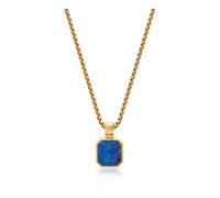 Nialaya, ,Accessories ,Uomo ,Giallo ,M Gold Necklace with Square Blue Lapis Pendant