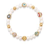 Nialaya, ,Accessories ,Uomo ,Giallo ,M Men's Evil Eye Pearl Bracelet