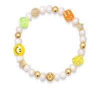 Nialaya, ,Accessories ,Uomo ,Giallo ,M Men's Pair of Dice Pearl Bracelet