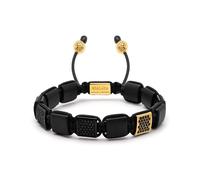 Nialaya, ,Accessories ,Uomo ,Giallo ,M The CZ Flatbead Collection - Black Onyx and Black CZ