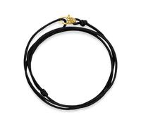 Nialaya, ,Accessories ,Uomo ,Giallo ,ONE SIZE Black Wrap-Around String Bracelet with Sterling Silver Gold Plated Lock