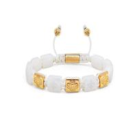 Nialaya, ,Accessories ,Uomo ,Giallo ,S Men's Ceramic Flatbead Bracelet in White and Gold