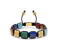 Nialaya, ,Accessories ,Uomo ,Giallo ,XL The Dorje Flatbead Collection - Blue Lapis, Green Jade, Brown Tiger Eye, Carnelian and Turquoise