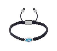 Nialaya, ,Accessories ,Uomo ,Grigio ,2XL Men's Black String Bracelet with Silver Evil Eye