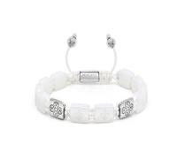 Nialaya, ,Accessories ,Uomo ,Grigio ,L Men's Ceramic Flatbead Bracelet in White and Silver