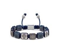 Nialaya, ,Accessories ,Uomo ,Grigio ,M Men's Ceramic Flatbead Bracelet in Blue and Silver