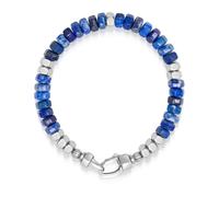 Nialaya, ,Accessories ,Uomo ,Grigio ,M Men's Hexagon Beaded Bracelet with Blue Lapis and Silver