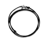Nialaya, ,Accessories ,Uomo ,Grigio ,ONE SIZE Black Wrap-Around String Bracelet with Sterling Silver Lock