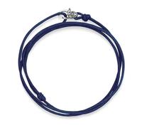 Nialaya, ,Accessories ,Uomo ,Grigio ,ONE SIZE Navy Wrap-Around String Bracelet with Sterling Silver Lock