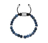 Nialaya, ,Accessories ,Uomo ,Grigio ,S Men's Beaded Bracelet With Blue Dumortierite And Silver