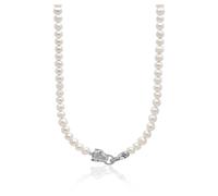 Nialaya, ,Accessories ,Uomo ,Grigio ,S White Pearl Necklace with Silver Panther Head Lock