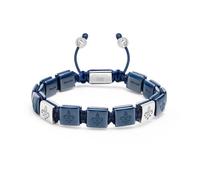 Nialaya, ,Accessories ,Uomo ,Grigio ,XL Men's Ceramic Flatbead Bracelet in Blue and Sterling Silver