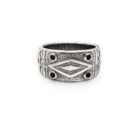Nialaya - Engraved Vintage Silver Ring with Matte Onyx - - Accessories - Uomo - Grigio - 60 MM