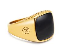 Nialaya - Gentleman's Gold Signet Ring with Black Onyx - - Accessories - Uomo - Giallo - 62 MM