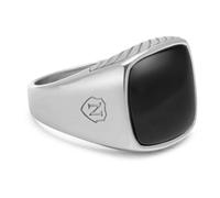 Nialaya - Gentleman's Silver Signet Ring with Black Onyx - - Accessories - Uomo - Grigio - 58 MM