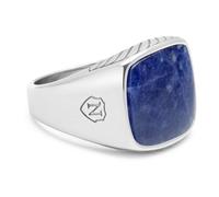 Nialaya - Gentleman's Silver Signet Ring with Blue Dumortierite - - Accessories - Uomo - Grigio - 54 MM