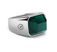 Nialaya - Green Zircon Signet Ring in Silver - -Accessories -Uomo -Grigio -60 MM