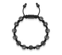 Nialaya - Men's Beaded Bracelet with Glossy Black Ceramic & CZ Beads - -Accessories -Uomo -Nero -XL