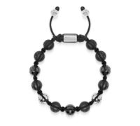 Nialaya - Men's Beaded Bracelet with Matte Black - Glossy Black Ceramic & Silver Beads - -Accessories -Uomo -Grigio -2XL