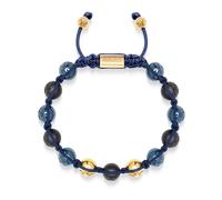 Nialaya - Men's Beaded Bracelet with Matte Black - Glossy Blue Ceramic & Gold Beads - -Accessories -Uomo -Giallo -XL