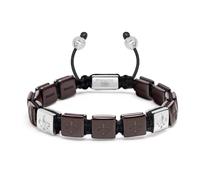 Nialaya - Men's Ceramic Flatbead Bracelet in Dark Red and Sterling Silver - -Accessories -Uomo -Grigio -S