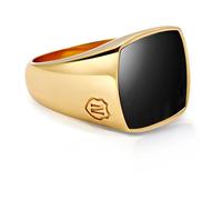 Nialaya - Men's Gold Signet Ring with Onyx - - Accessories - Uomo - Giallo - 64 MM