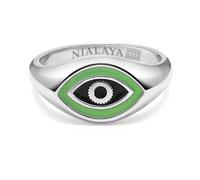 Nialaya - Men's Sterling Silver Evil Eye Signet Ring - - Accessories - Uomo - Grigio - 64 MM
